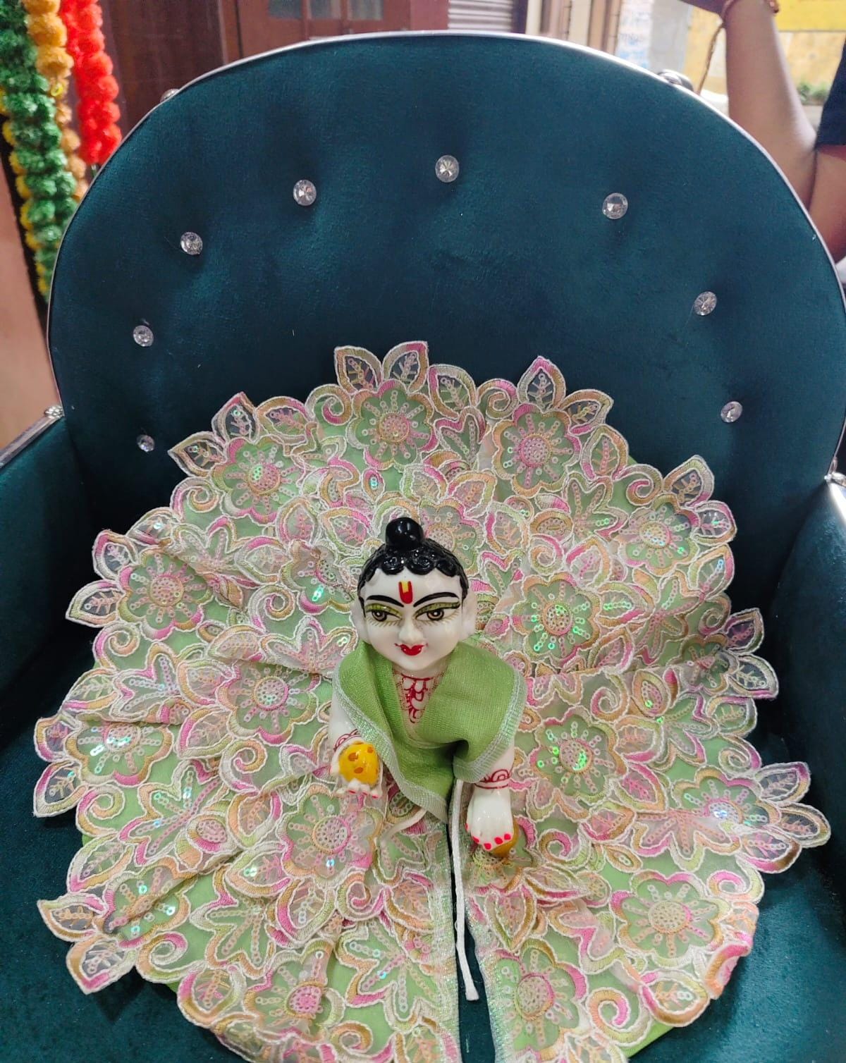 4. Handmade Floral Lace Laddu Gopal Dress